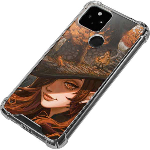 Halloween Pumpkin Witch with Fox by Ivy Dolamore Google Pixel 5 Clear Case